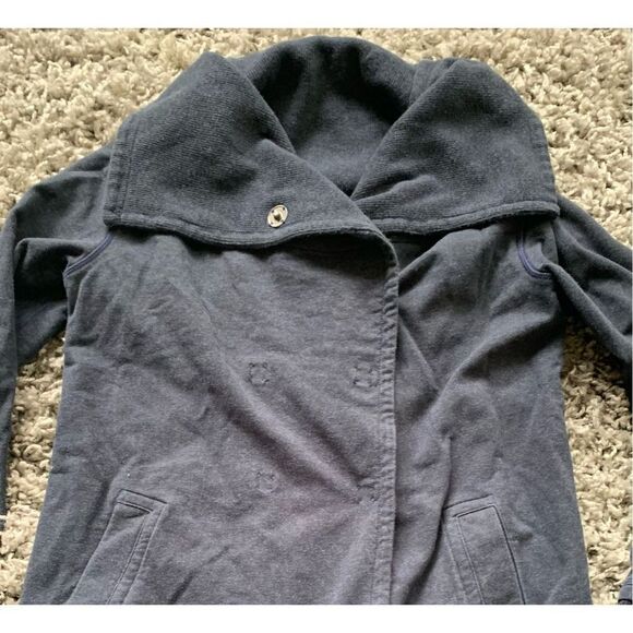 82 LULULEMON Gratitude WRAP SNAP navy blue SWEATSHIRT JACKET sz 8 - Picture 7 of 10